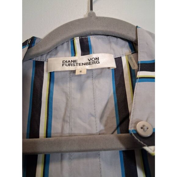 Diane von furstenberg womens size 6 long maxi shirt dress stripe gray - Picture 7 of 10